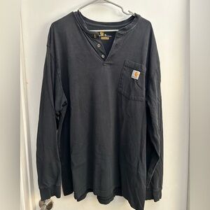 Carhartt Pocket Faded Long Sleeve Henley-Black